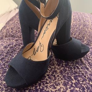 Navy blue block heel 3.75 inch heel